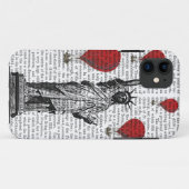 Freiheitsstatue und roter Heißluftballon Case-Mate iPhone Hülle (Rückseite (Horizontal))