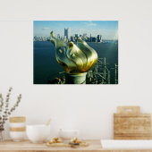 Freiheitsstatue und Skyline von Manhattan Poster (Küche)