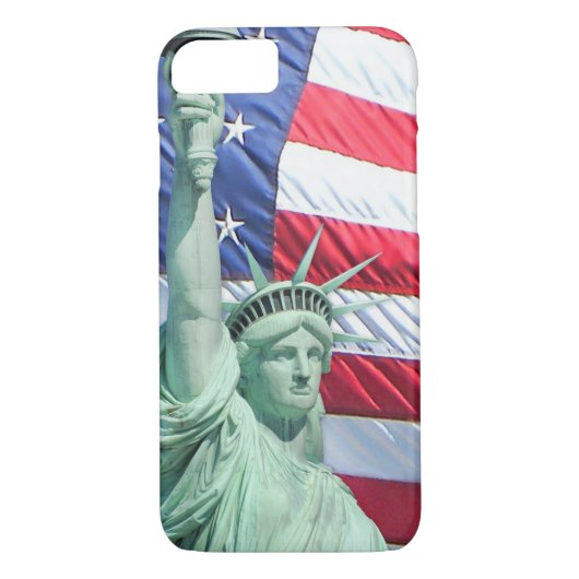 Freiheitsstatue und US-Flagge Case-Mate iPhone Hülle (Rückseite)