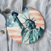 Freiheitsstatue unter amerikanischer Flagge Button (Beispiel)