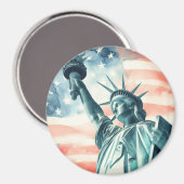 Freiheitsstatue unter amerikanischer Flagge Magnet (Vorderseite/Rückseite)
