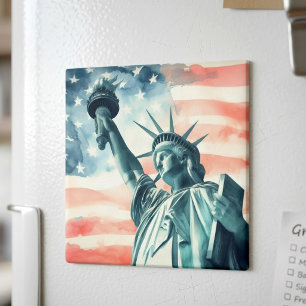 Freiheitsstatue unter amerikanischer Flagge Magnet