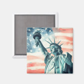 Freiheitsstatue unter amerikanischer Flagge Magnet (Vorderseite/Rückseite)