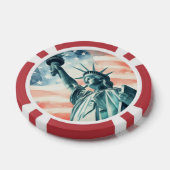 Freiheitsstatue unter amerikanischer Flagge Pokerchips (Einzeln)