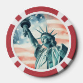 Freiheitsstatue unter amerikanischer Flagge Pokerchips (Rückseite)