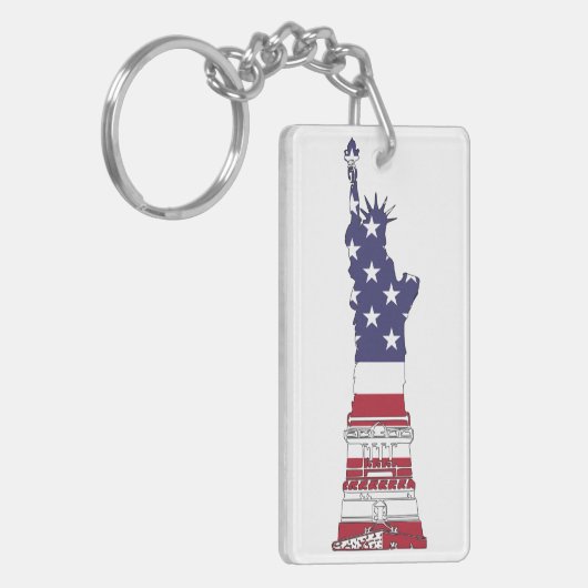 Freiheitsstatue, US-Flagge, Sterne & Streifen Schlüsselanhänger (Vorderseite links)