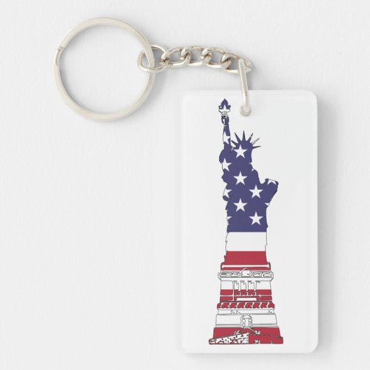 Freiheitsstatue, US-Flagge, Sterne & Streifen Schlüsselanhänger (Vorderseite)
