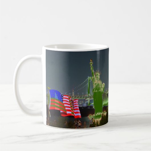 Freiheitsstatue USA-Flagge New York Kaffeetasse (Links)