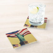 Freiheitsstatue - USA Glasuntersetzer (Schrägansicht)