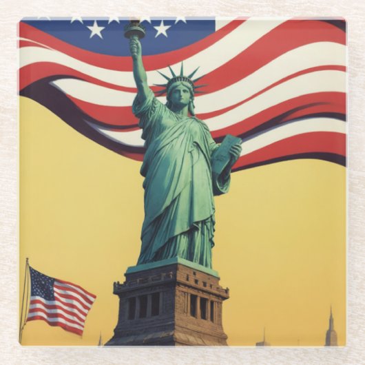 Freiheitsstatue - USA Glasuntersetzer (Vorderseite)