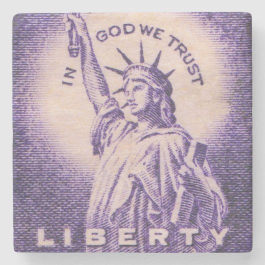 Freiheitsstatue USA Vintag Steinuntersetzer (Vorderseite)