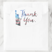 Freiheitsstatue Vielen Dank Veteranen Ovaler Aufkleber (Tasche)