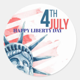 Freiheitsstatue Vierte Juli Zoll Runder Aufkleber