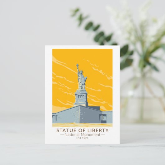 Freiheitsstatue Vintag Postkarte (Stehend Vorderseite)