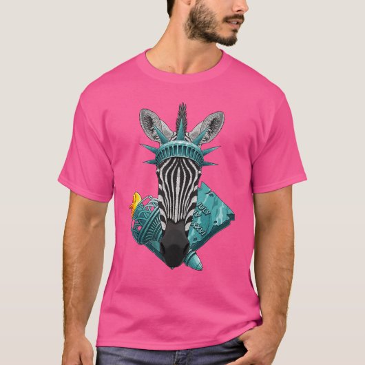 Freiheitsstatue Zebra 4. Juli Tier USA Ame T-Shirt (Vorderseite)