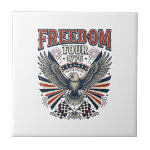 Freiheitstour 1776 Vintage Adler Patriotisches Hem Fliese