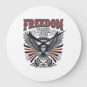 Freiheitstour 1776 Vintage Adler Patriotisches Hem Große Wanduhr
