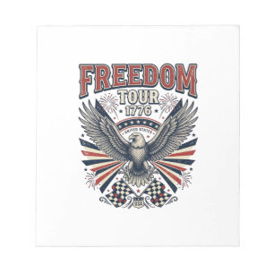 Freiheitstour 1776 Vintage Adler Patriotisches Hem Notizblock