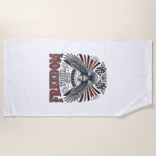 Freiheitstour 1776 Vintage Adler Patriotisches Hem Strandtuch