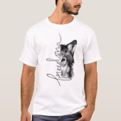 Freiheitswolf Minimale Linienkunst - T-Shirt (Vorderseite)