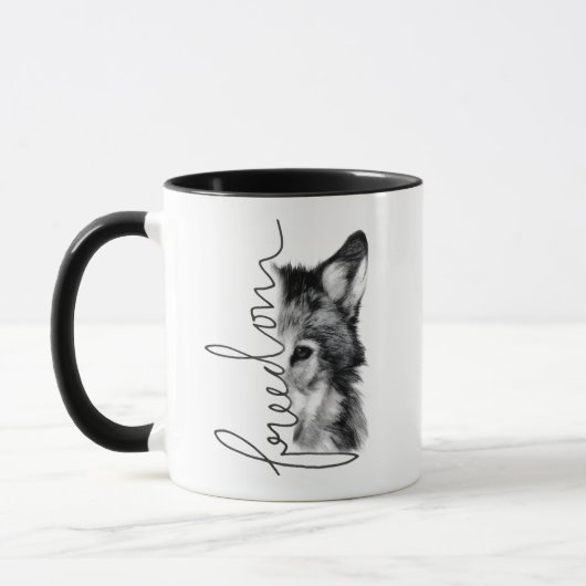 Freiheitswolf Minimale Linienkunst - Tasse (Links)