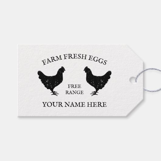 Freilandhaltung Frische Eier für Hühner Silhouette Geschenkanhänger (Vorderseite (Horizontal))