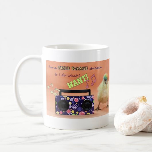 Freilandhühner Funny Mug Kaffeetasse (Mit Donut)