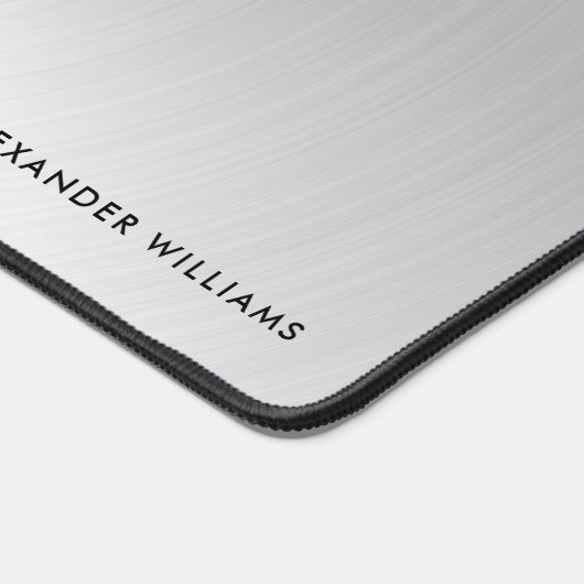 Freiliegende Geber auf gebürstetem Silber mit Ihre Schreibtischunterlage (Ecke)