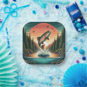 Freiluftmensch Forelle Natur Pappteller (Party)