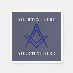 Freimaurer Freimaurer Quadrat und Kompass Blau Serviette