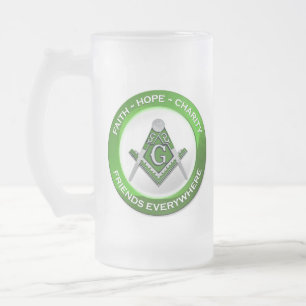 Freimaurer-Frostbecher Mattglas Bierglas
