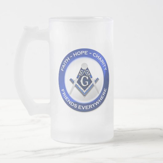 Freimaurer-Frosted-Mug Mattglas Bierglas (Links)