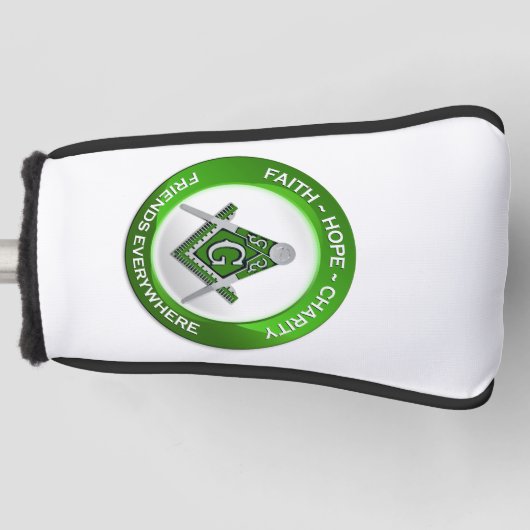 Freimaurer Golf Putter Cover Grün Headcover (Vorderseite)