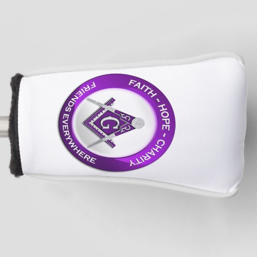 Freimaurer Golf Putter Cover Lila Headcover (Vorderseite)