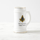 Freimaurer Kompass für Schwarz und Weiß Bierglas (VorderseiteRechts)