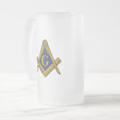 Freimaurer Kompass für Schwarz und Weiß Mattglas Bierglas (Vorderseite Links)