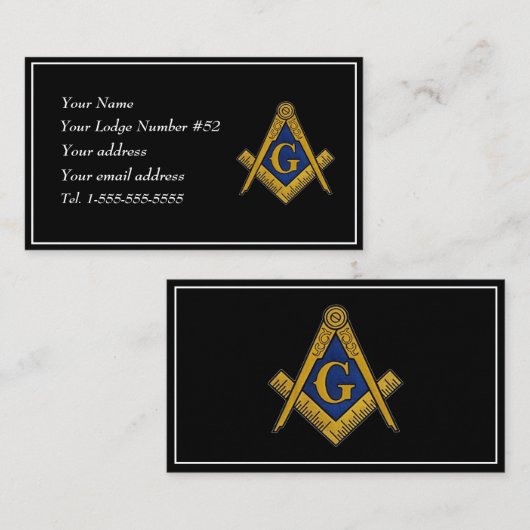 Freimaurer Masonic Square Compass Symbol Visitenkarte (Vorne/Hinten)