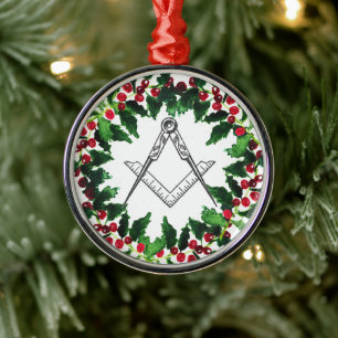 Freimaurer Masonic Weihnachts Kranz Rustikal Ornament Aus Metall