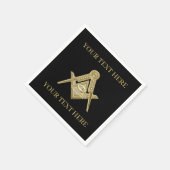 Freimaurer Platz und Compass Black Gold Serviette (Ecke)