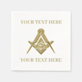 Freimaurer Platz und Compass Gold Serviette (Vorderseite)