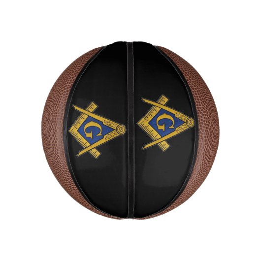 Freimaurer Platz und Kompass Schwarz Mini Basketball (Vertikal)
