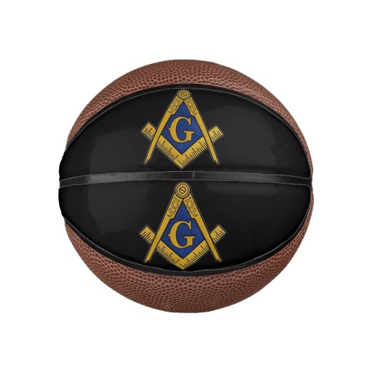 Freimaurer Platz und Kompass Schwarz Mini Basketball (Vorderseite)