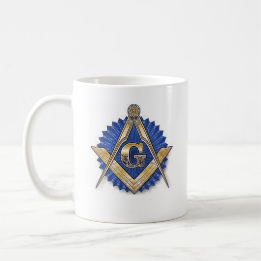 Freimaurer-Quadrat u. Kompass-Tasse Kaffeetasse (Links)