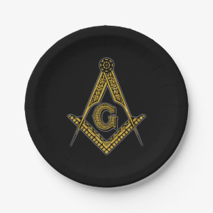 Freimaurer (Schwarzes u. Gold) Pappteller