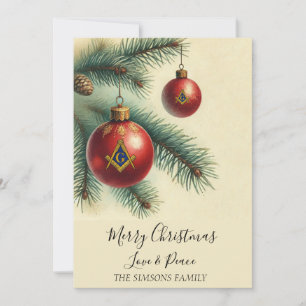 Freimaurer Vintage Weihnachtsbaum Fröhlich Masonic Feiertagskarte