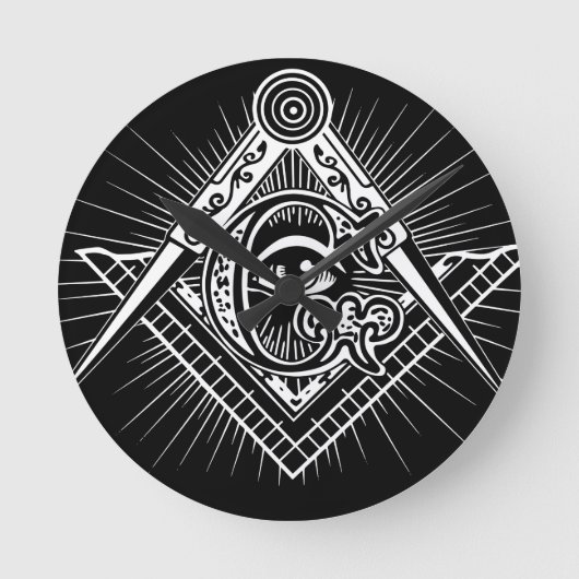 Freimaurerei-Masonic-Mauerwerk Runde Wanduhr (Vorderseite)