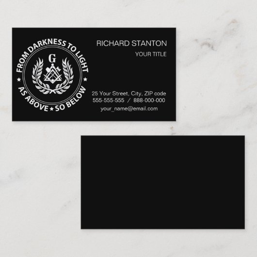 Freimaureremblem Visitenkarte (Vorne/Hinten)