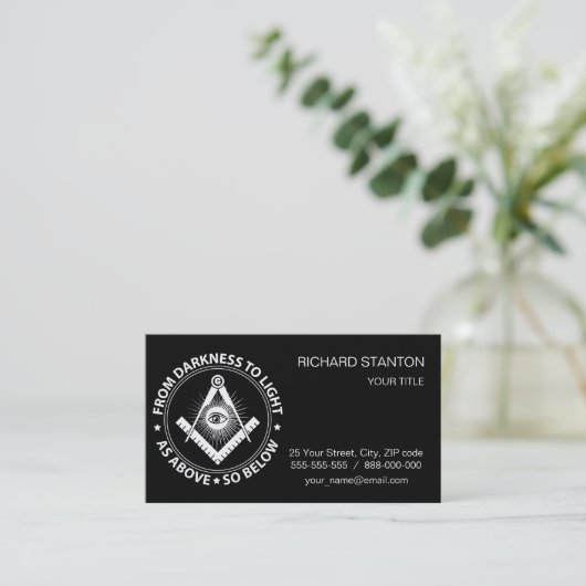 Freimaureremblem Visitenkarte (Stehend Vorderseite)