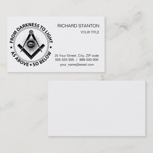 Freimaureremblem Visitenkarte (Vorne/Hinten)