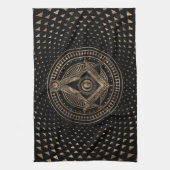 Freimaurerensymbol Platz und Kompasse Geschirrtuch (Vertikal)